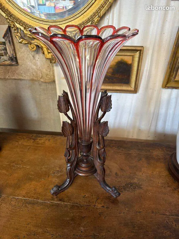 Vase époque Art Nouveau cristal de ST Louis, photo 1 sur 4
