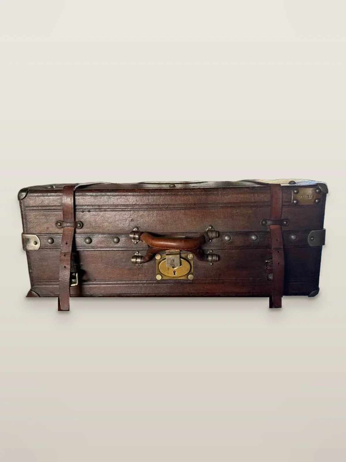 Valise de voyage en cuir belle époque vers 1900, photo 1 sur 12