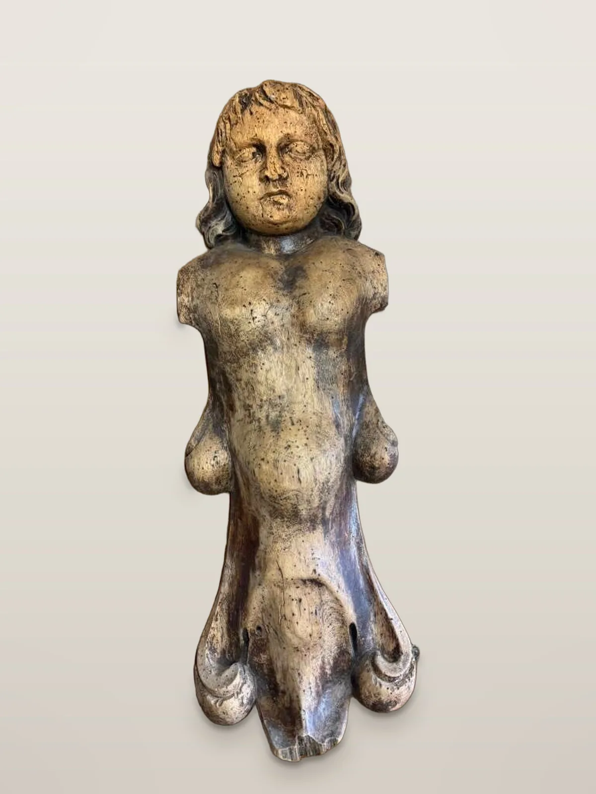 Élément sculpté ancien en bois – Haute époque – XVIᵉ / XVIIᵉ siècle, photo 1 sur 8