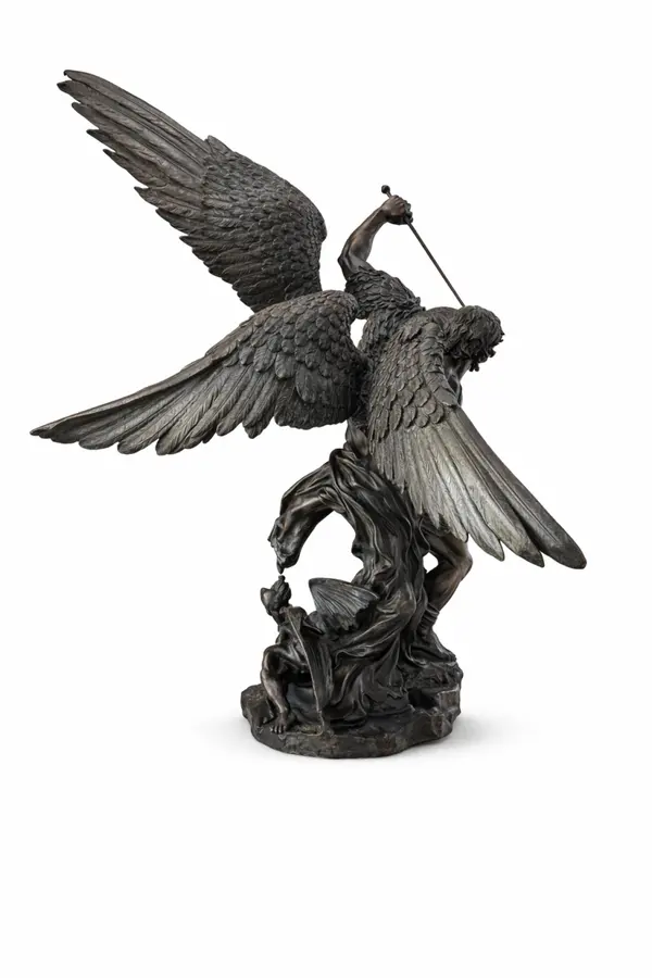 Grand bronze ancien – Saint Michel terrassant le démon – Fonderie Chiurazzi, Naples – fin XIXᵉ siècle