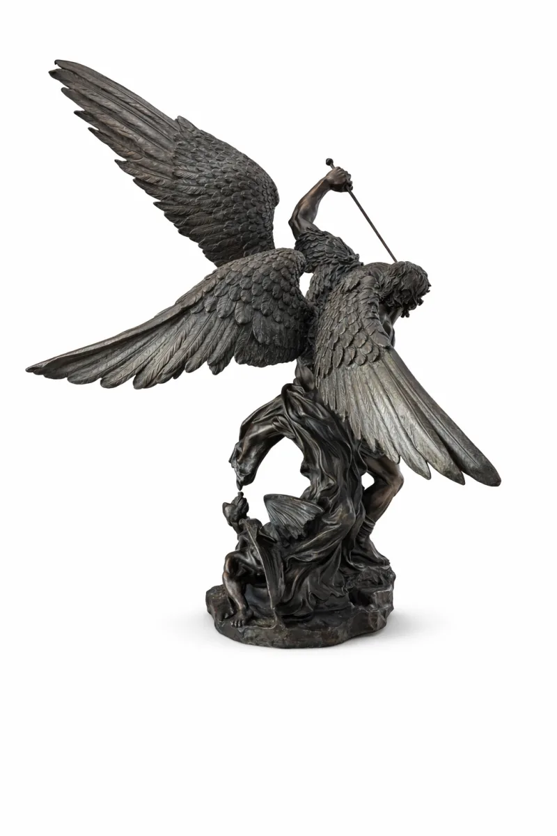 Grand bronze ancien – Saint Michel terrassant le démon – Fonderie Chiurazzi, Naples – fin XIXᵉ siècle, photo 1 sur 13