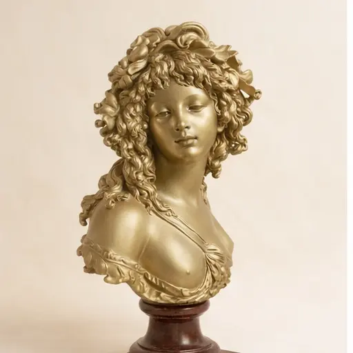 Buste de jeune femme d’après Clodion – Bronze doré au mercure – XIXe siècle