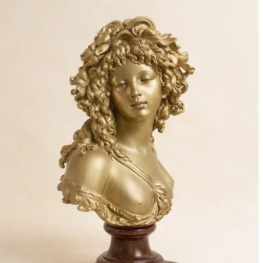 Buste de jeune femme d’après Clodion – Bronze doré au mercure – XIXe siècle, photo 1 sur 7