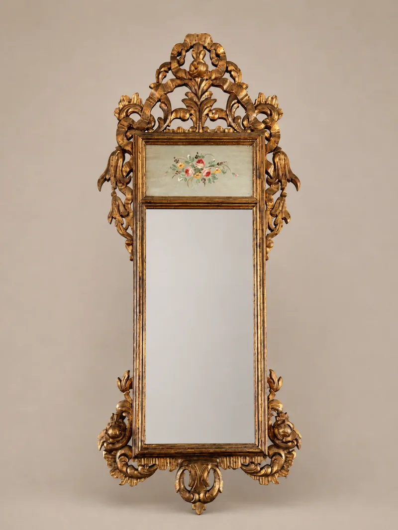 Miroir rocaille en bois doré Travail décoratif du XXe siècle, dans le goût vénitien / italien, photo 1 sur 5