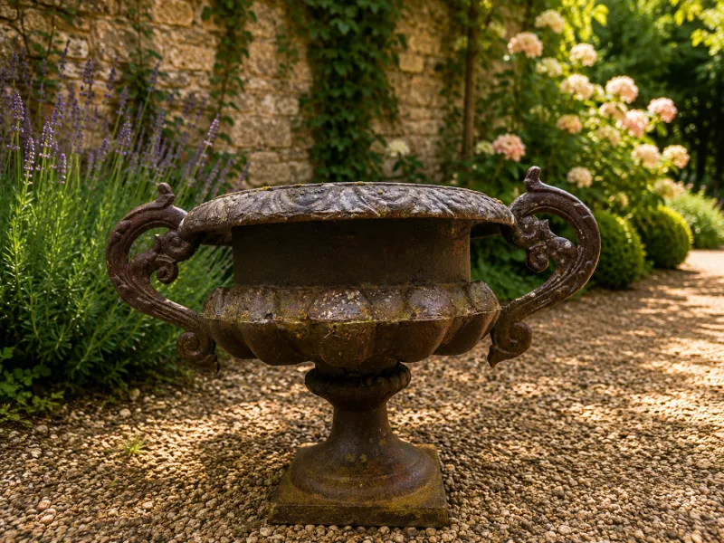 Grande coupe de jardin ancienne en fonte – XIXe siècle, photo 1 sur 10